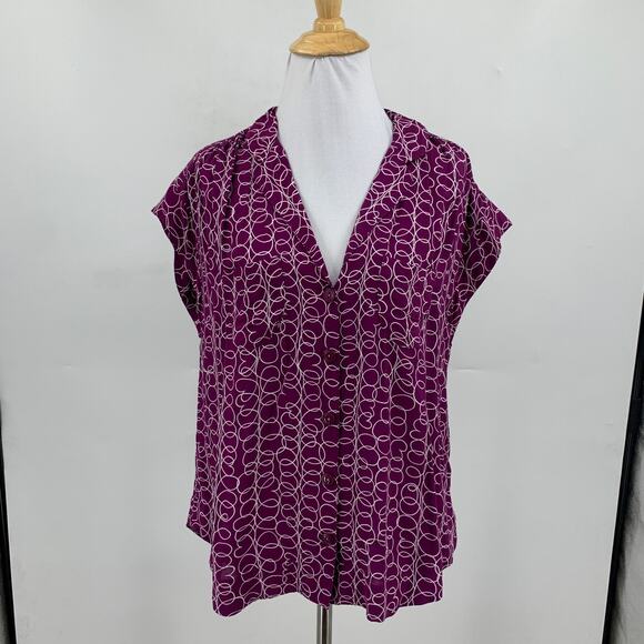 Maeve Blouse Womens S Small Raffine Cap Sleeve Button Front Pocket Curved Hem - Picture 2 of 13